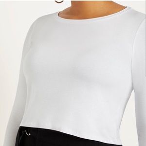 Eloquii White Plus Size Long Sleeve Shirt